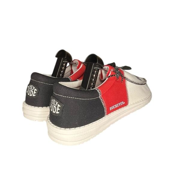 Mens Hey Dude Tri The Wally Ohio State Comfort Shoe Size 11 Red Black B37 - Picture 5 of 7